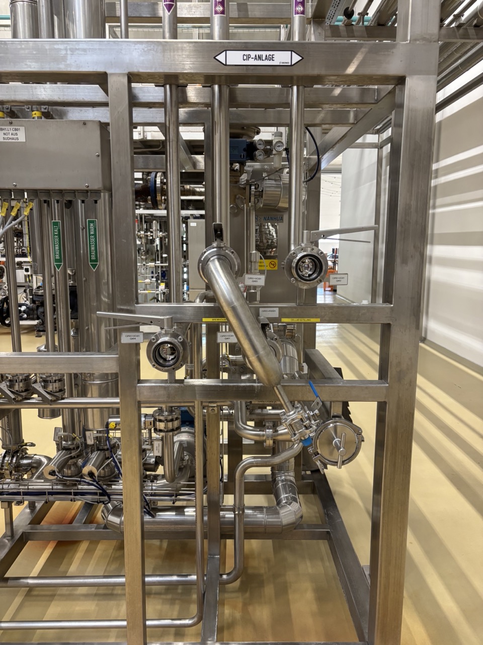 CIP unit panel — brewhouse/wortway CIP configuration